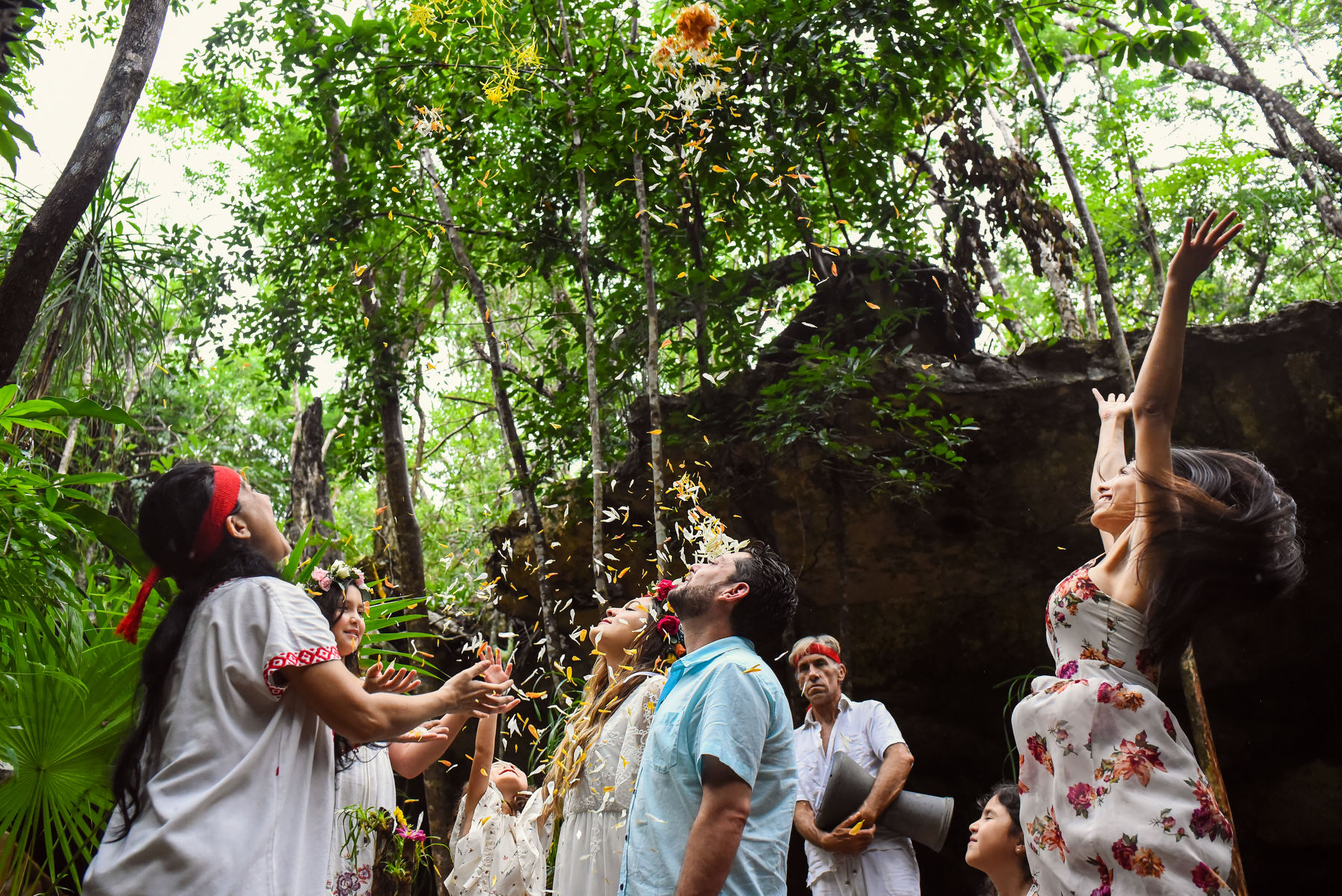 Cenote Vow Renewal Mayan Ceremony Riviera Maya Mexico