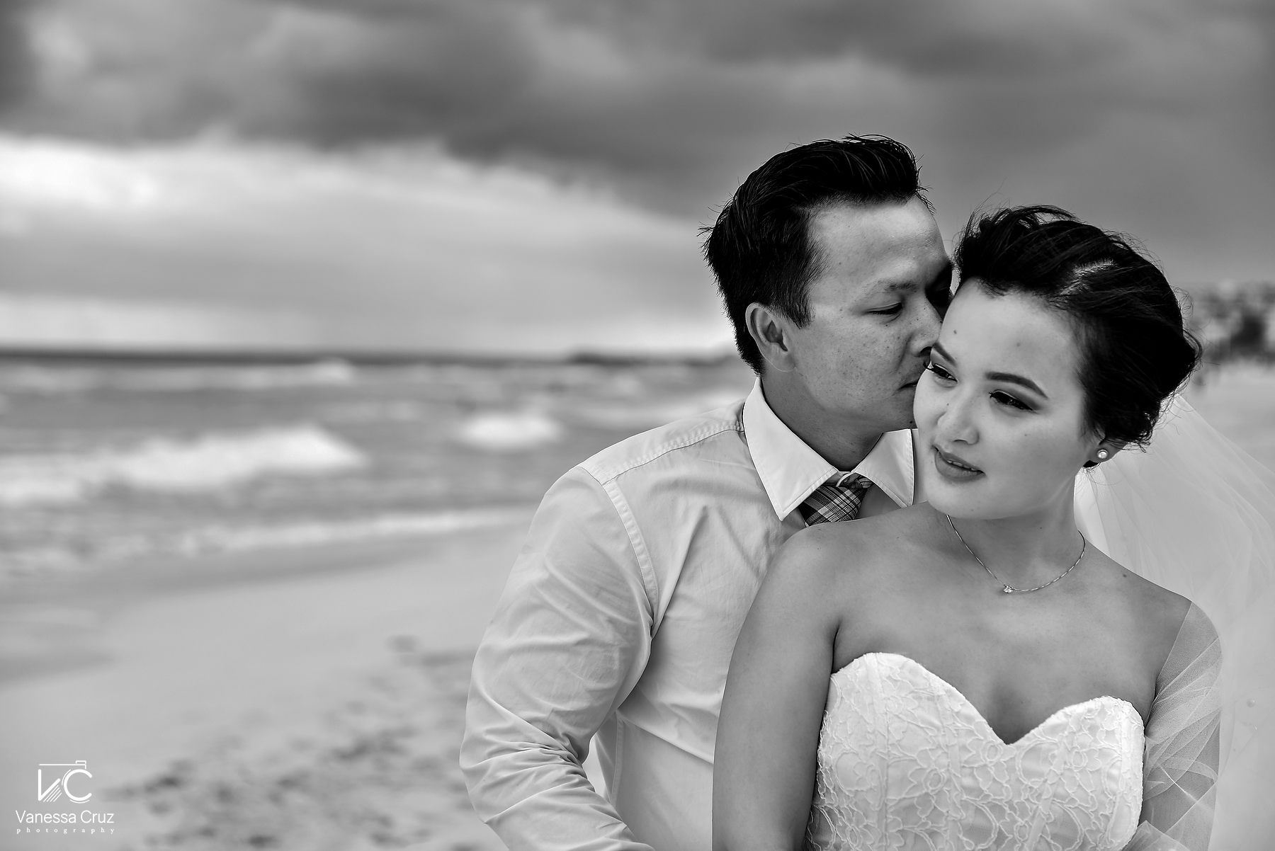 Beach post-wedding portrait Paradisus Cancun Mexico