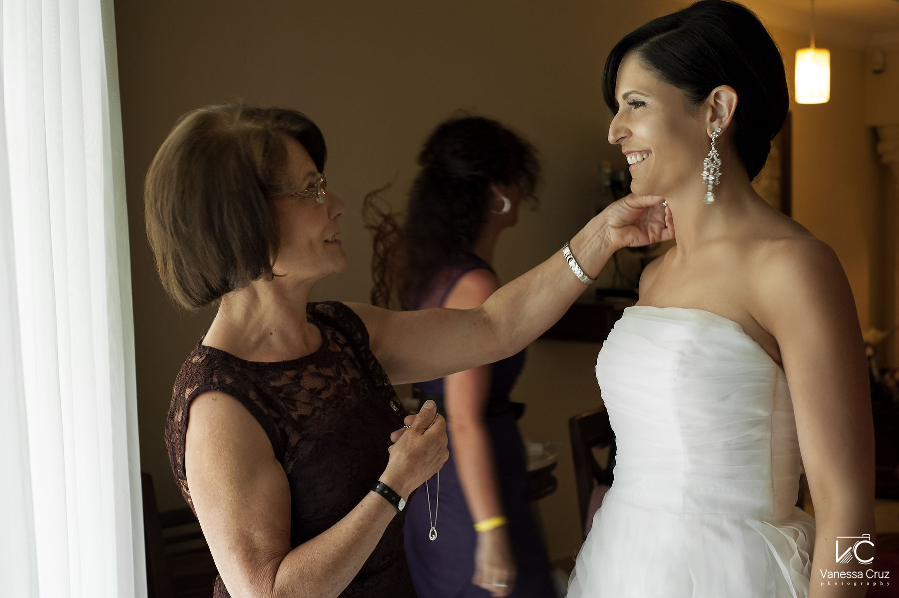 Mom and bride emotive getting ready Royal Playa del Carmen Mexico