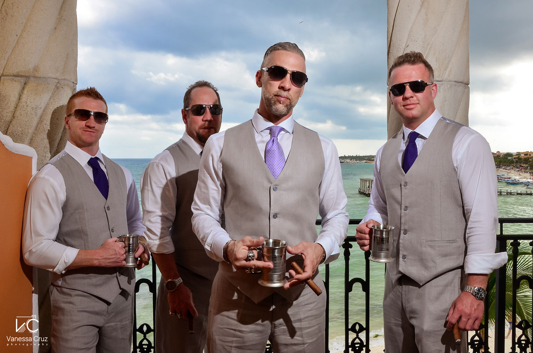 Groom and groomsman Mexico Wedding  Royal Playa del Carmen Mexico