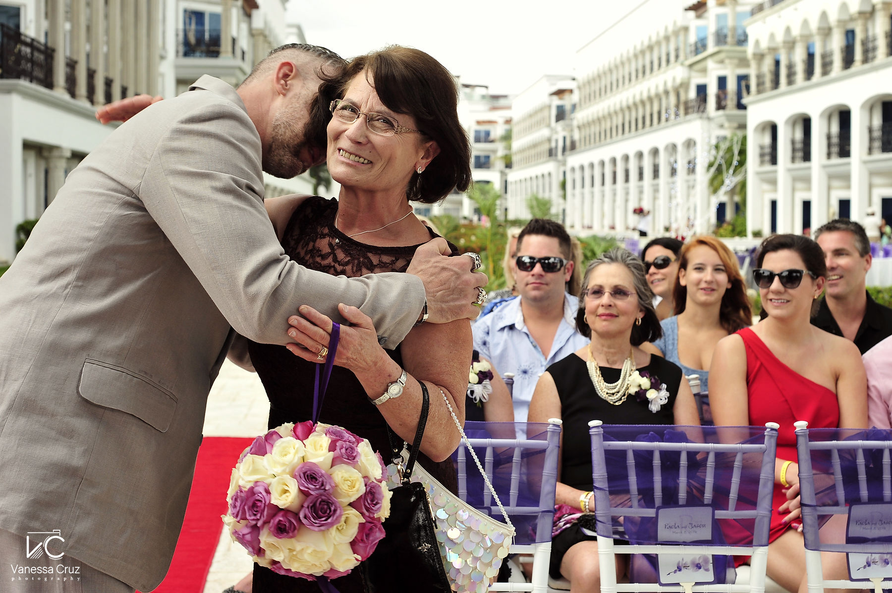 Mom giving away her son wedding ceremony  Royal Playa del Carmen Mexico