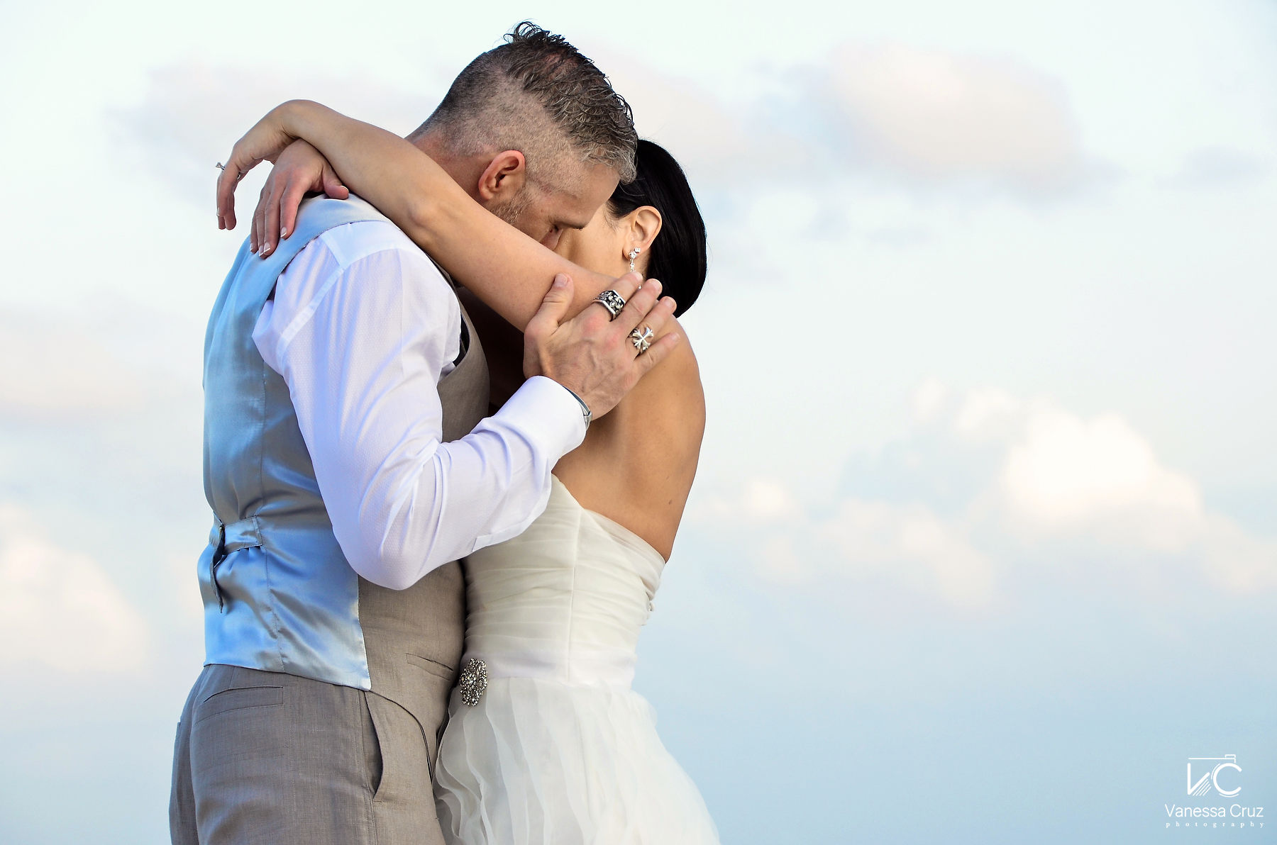 Romantic kiss at beach  Royal Playa del Carmen Mexico