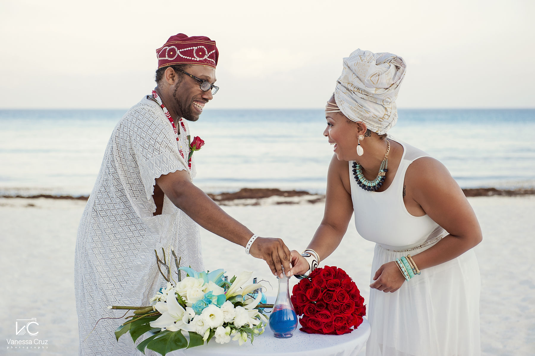 Bride and Groom Sand Ceremony Destination Wedding Cancun Mexico