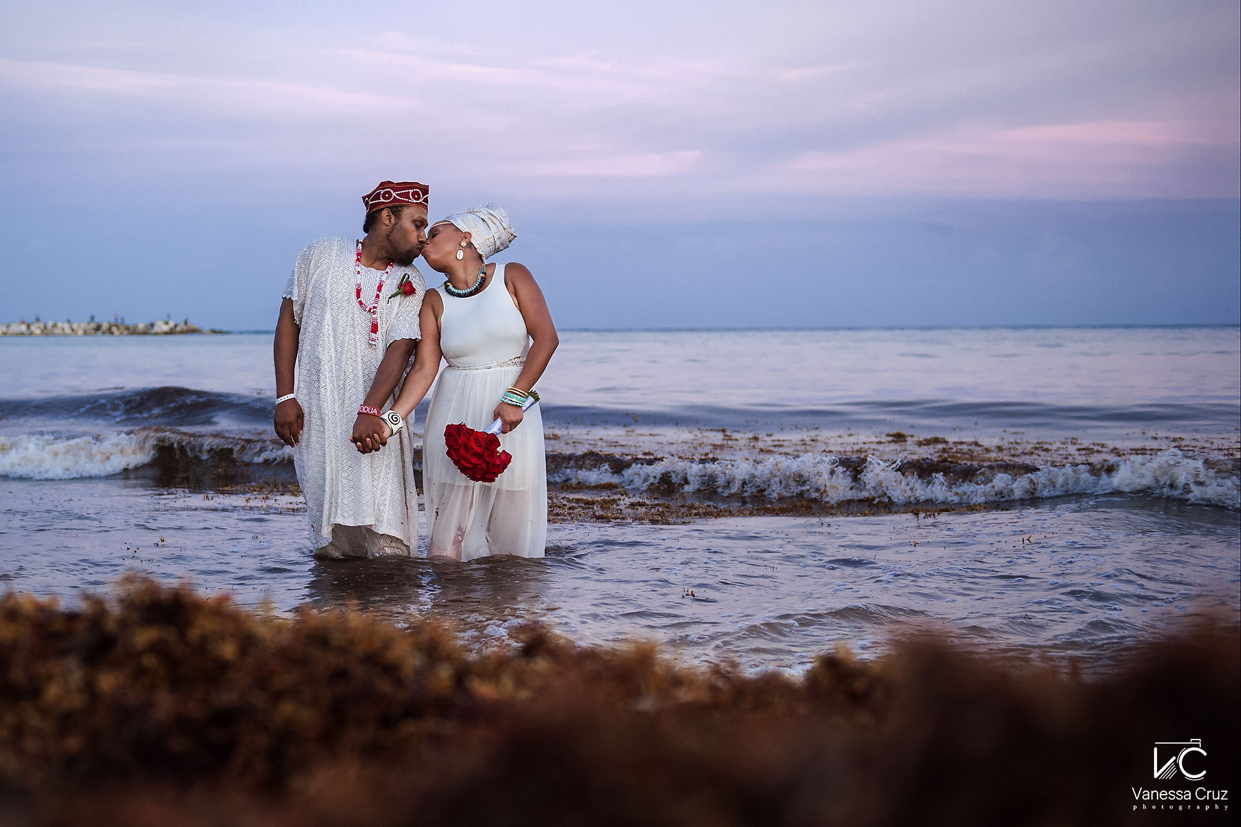 Bride and Groom Wedding Portraits Cancun Riviera Maya Mexico