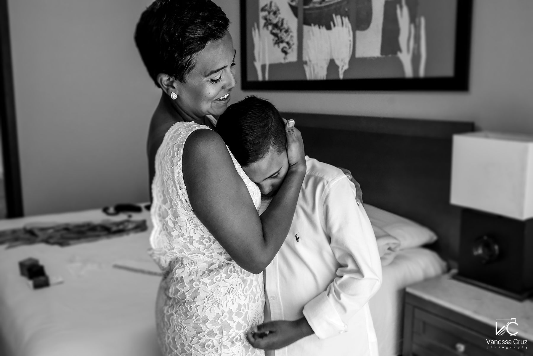 Emotional Bride and Son getting Ready moments Riviera Maya Mexico