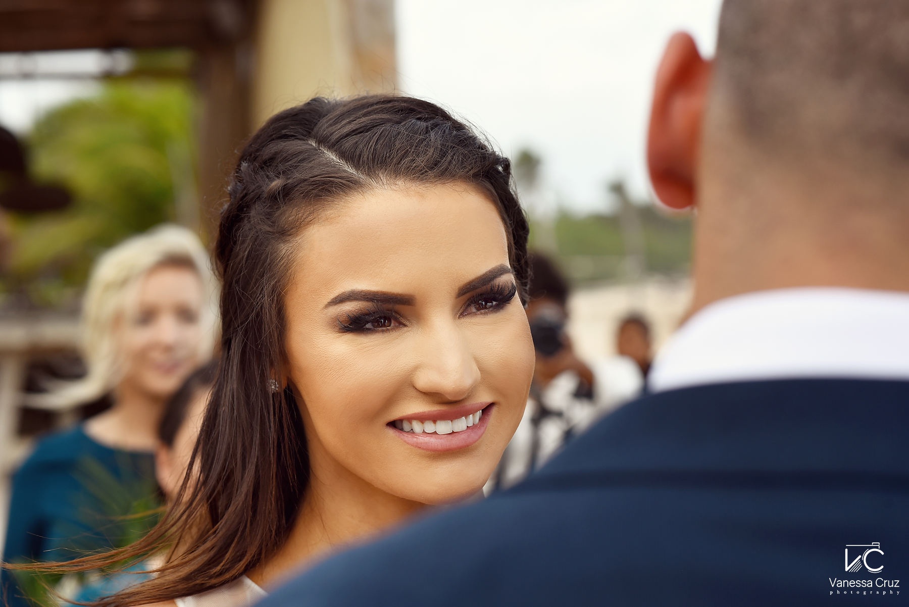 Bride smiling groom wedding ceremony playa del carmen