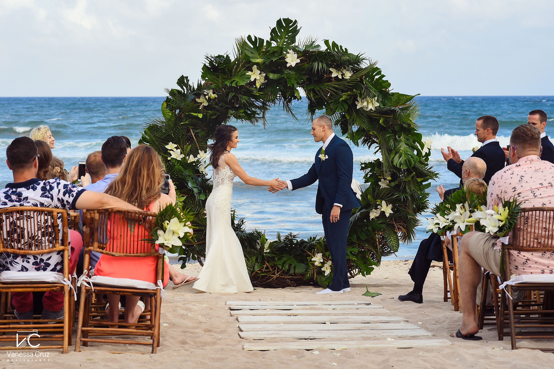 just married Blue Venado Boho Wedding Riviera Maya