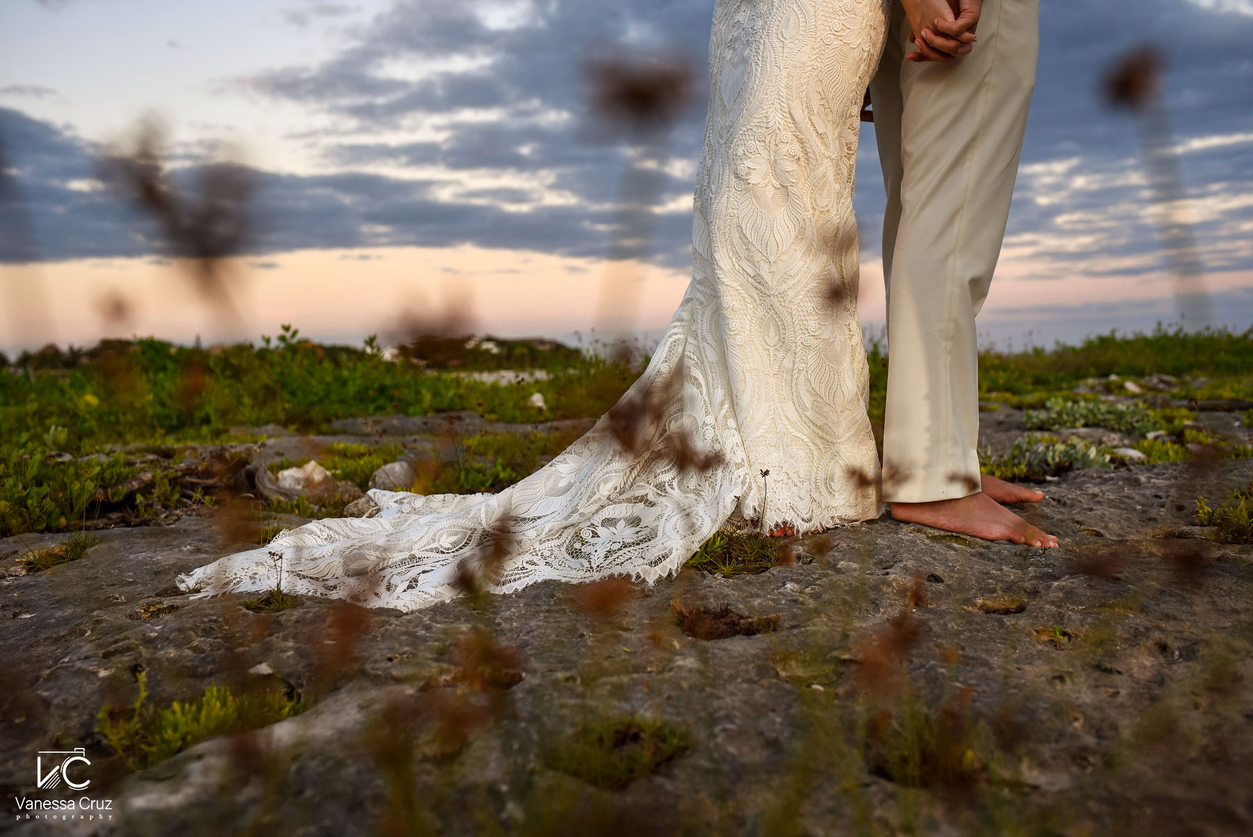 bride and groom at tulum beach