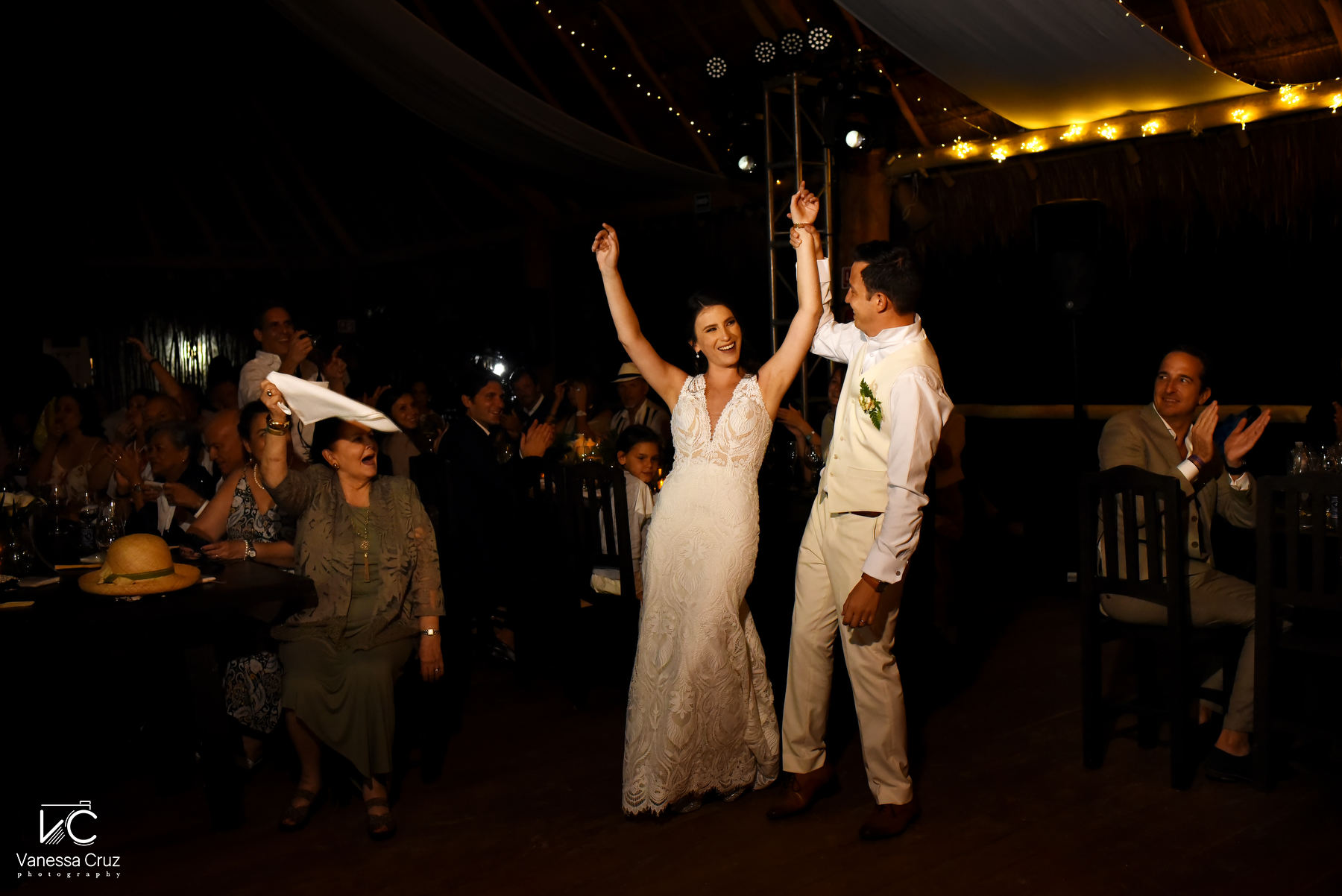 Bride and groom presentation blue Venado Riviera Maya Mexico