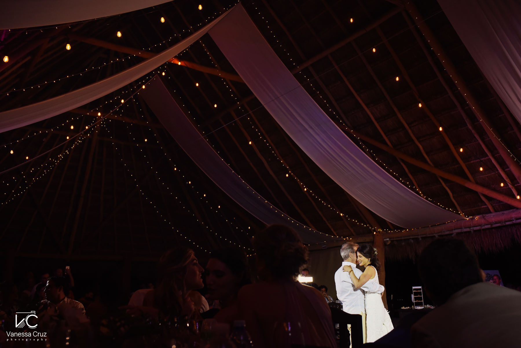 bride and father dance wedding set up  Blue Venado Riviera Maya Mexico