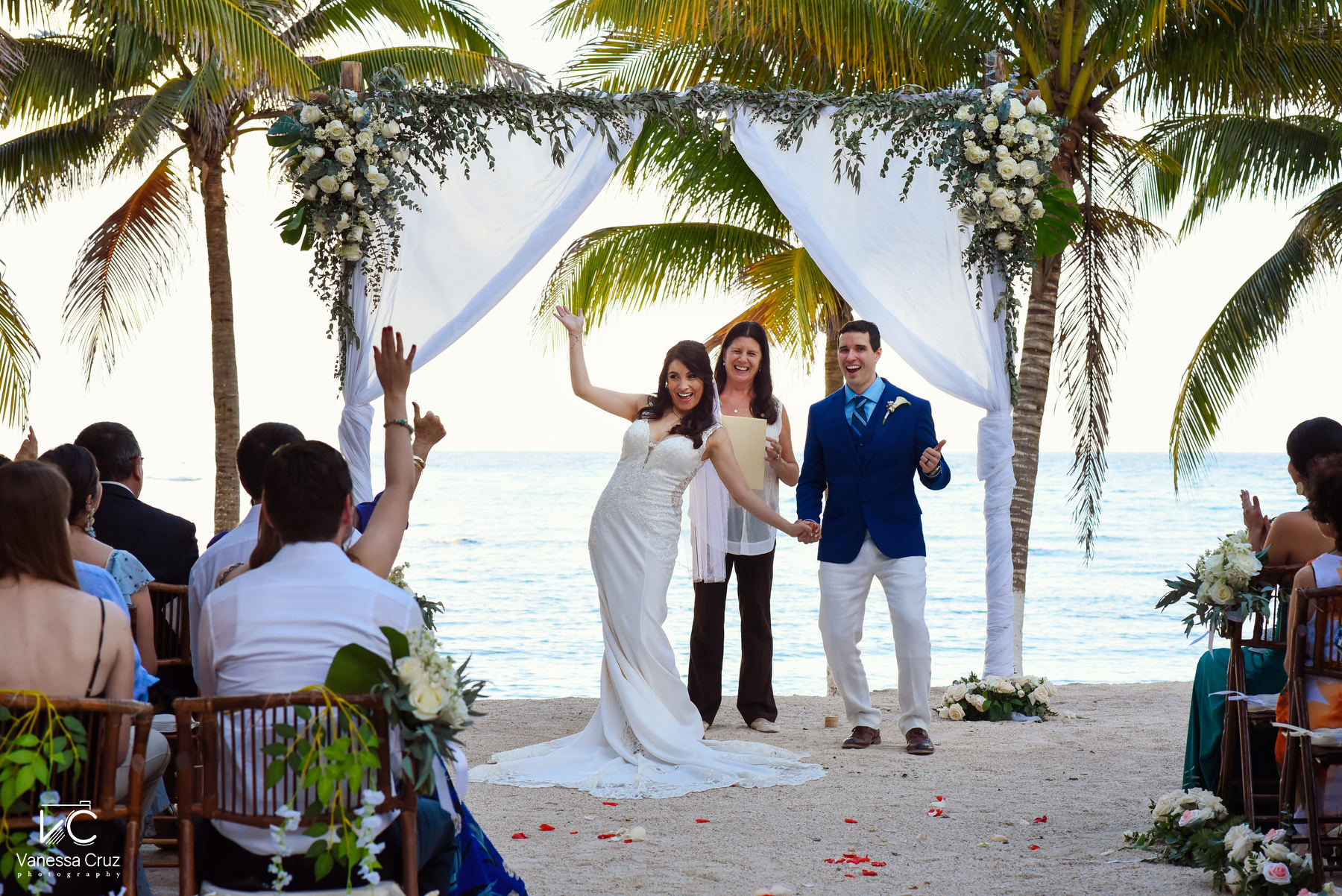 Just married Blue Venado Wedding Playa del Carmen Mexico