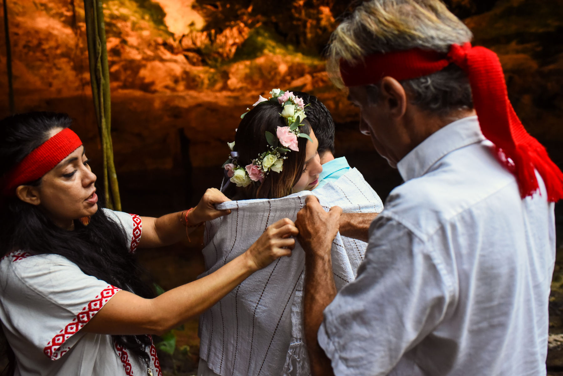 circle of love mayan blessing Cenote wedding Riviera Maya Mexico 