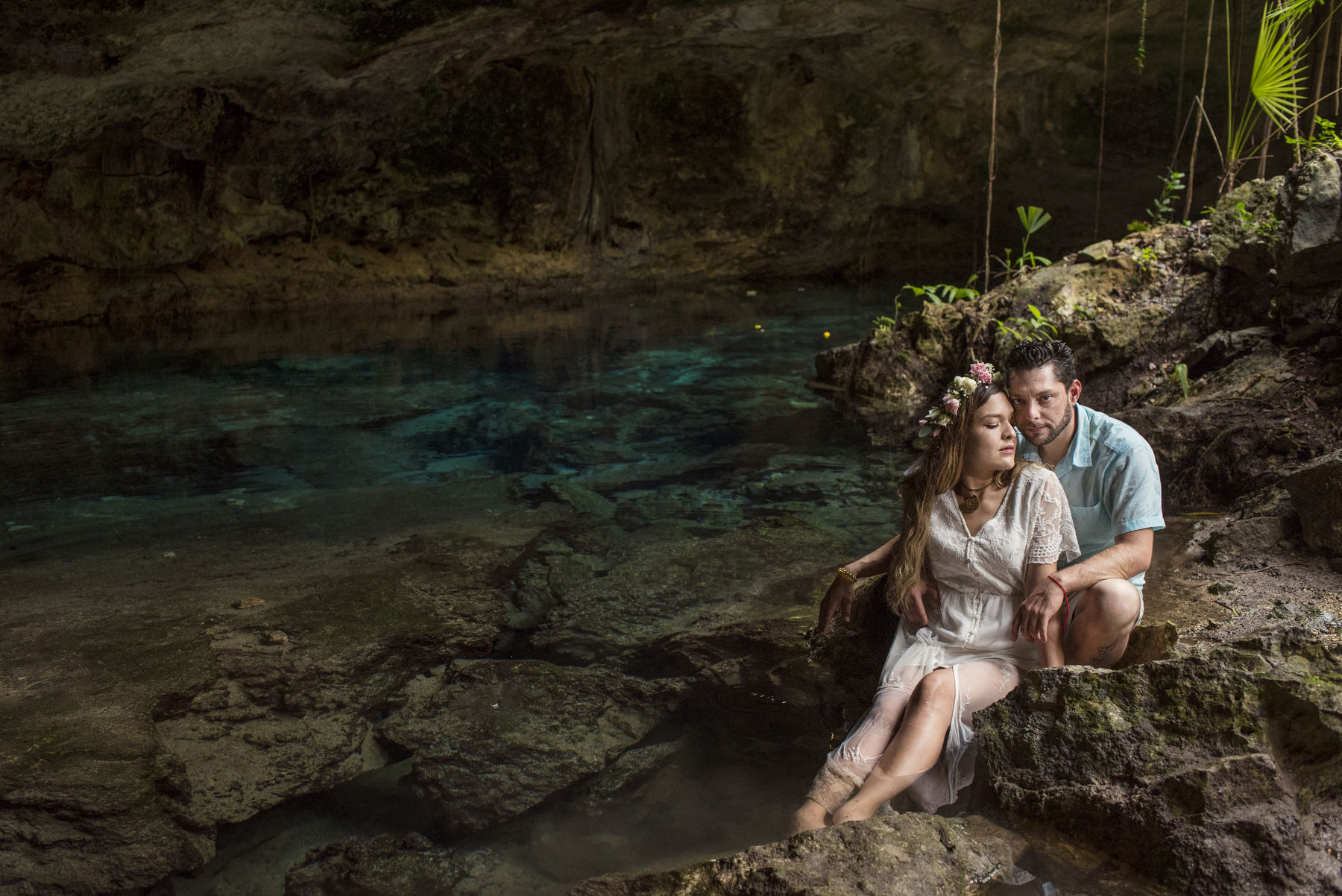 wedding portraits Cenote Riviera Maya Mexico 