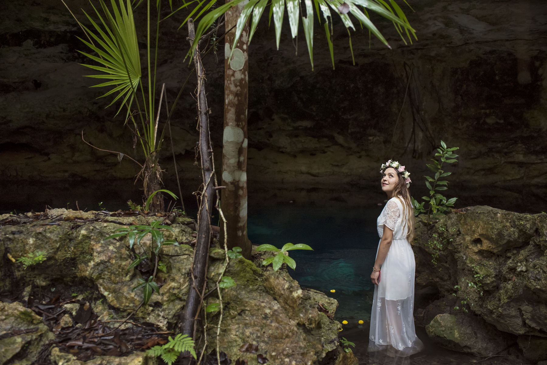 Cenote Wedding Portraits Riviera Maya Mexico 