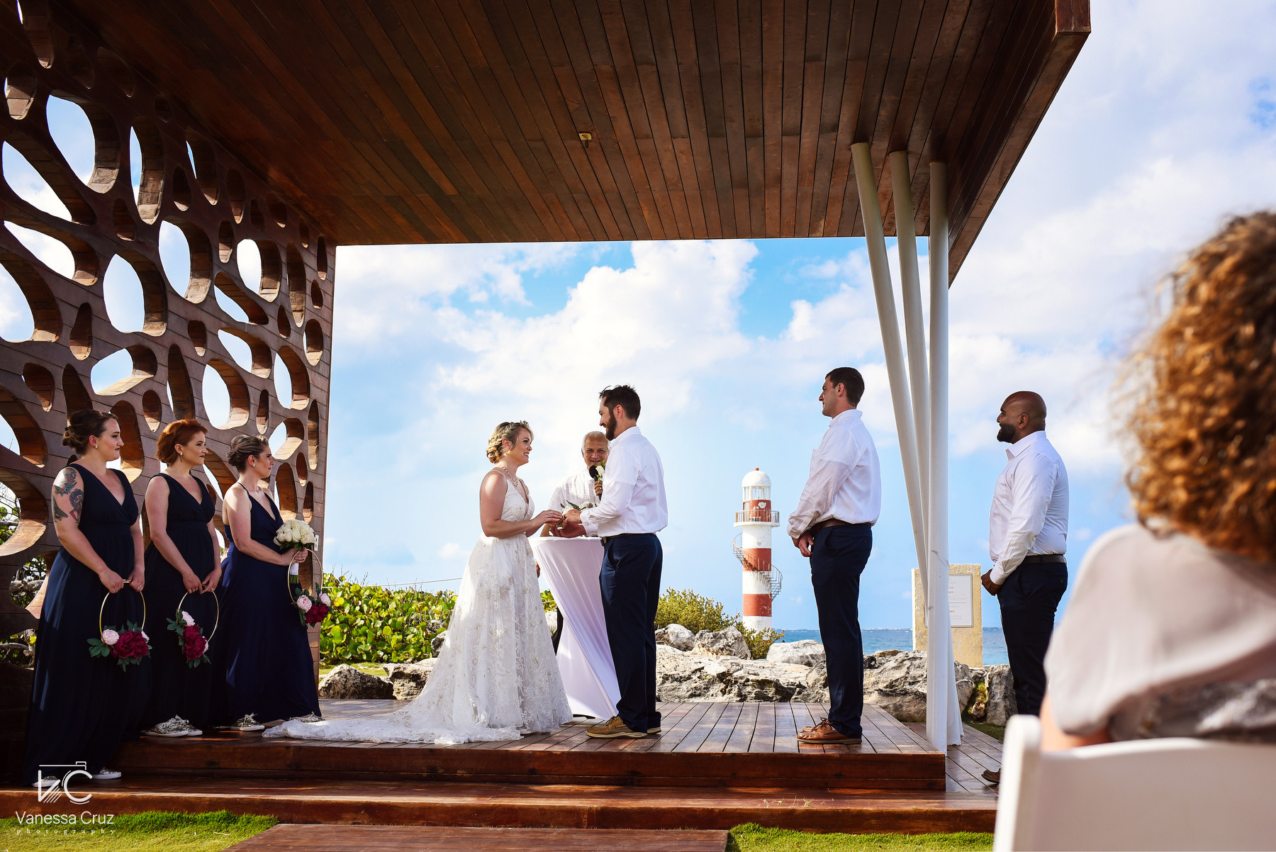 Bridal party Lighthouse Destination Wedding Ceremony Hyatt Ziva Cancun Mexico