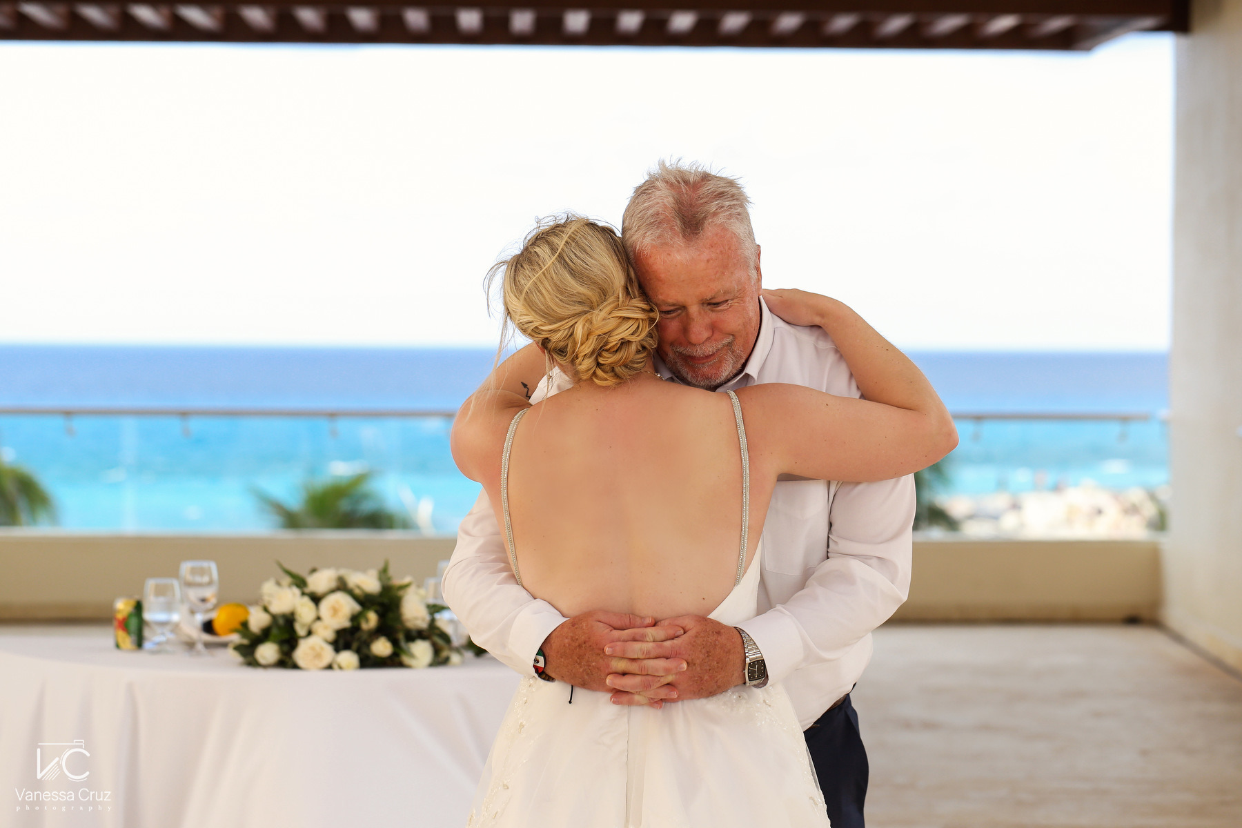Father and daughter Hyatt Ziva Wedding Cancun Mexico