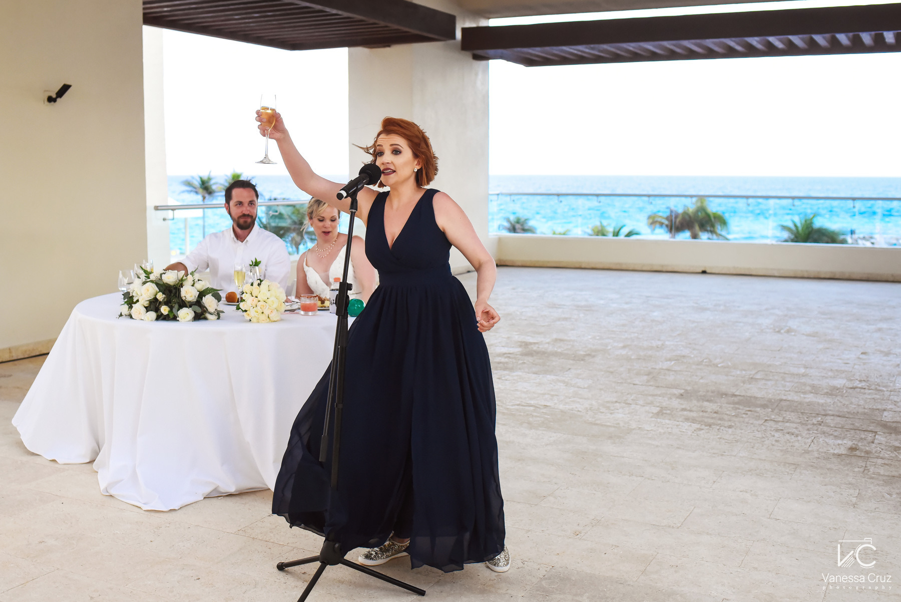 bridesmaid toast Hyatt Ziva Cancun Mexico