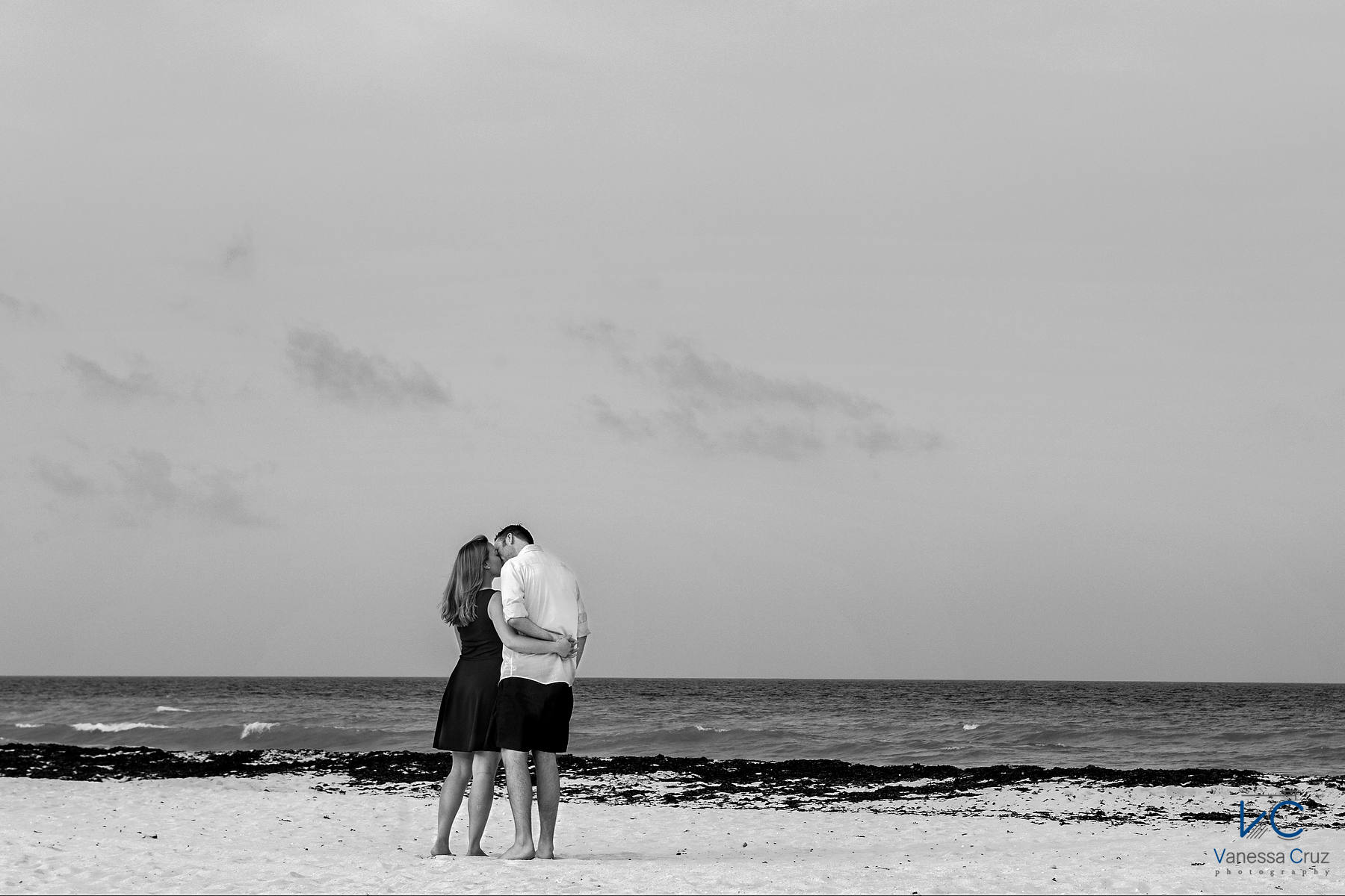 Black and white engagement photography Cancun Mexico