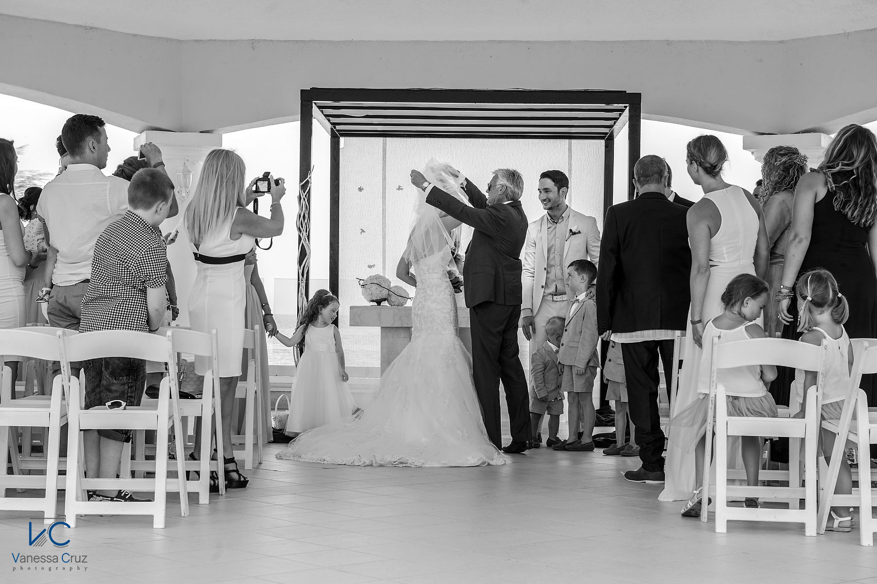 Father giving away bride Moon Palace Cancun Mexico